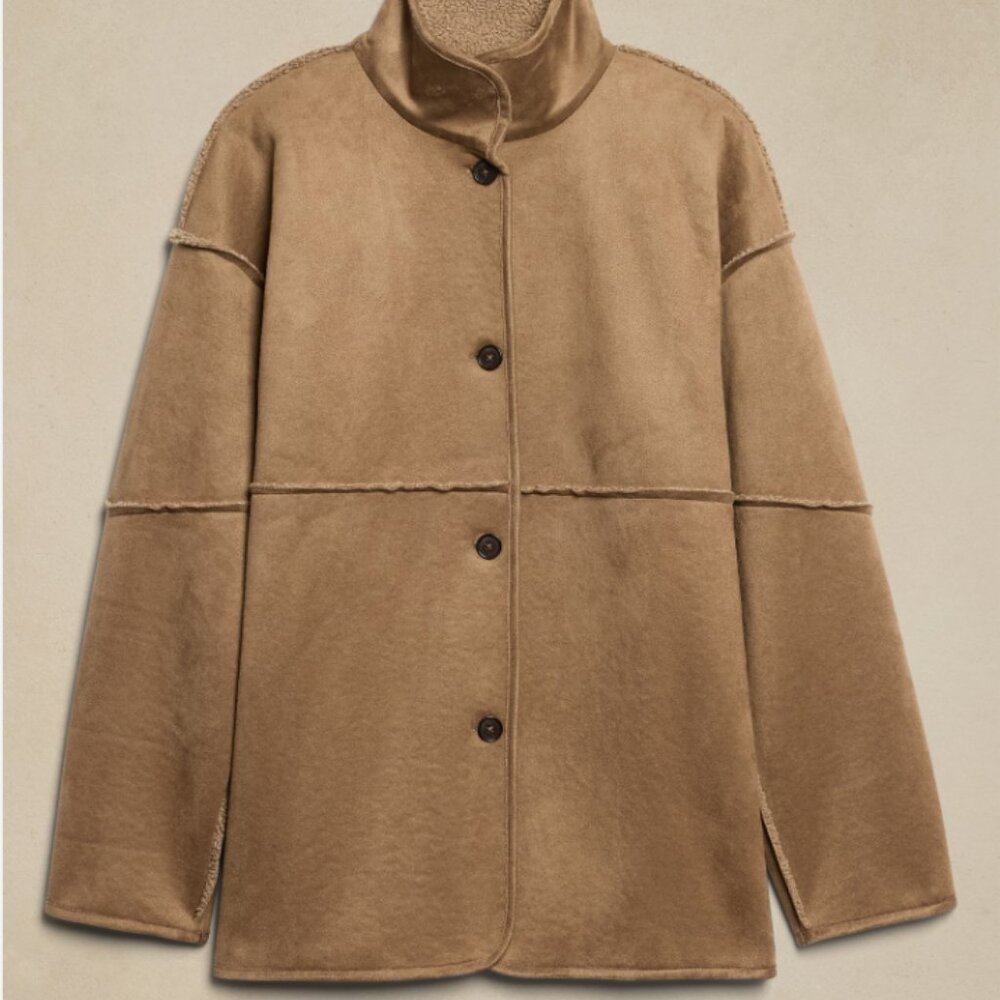 Banana Republic Reversible Vegan Suede Sherpa Jacket. NWT.